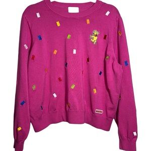HARIBO Embroidered Gummy Bear Sweater Hot Pink Women’s Size XL Novelty Fandom